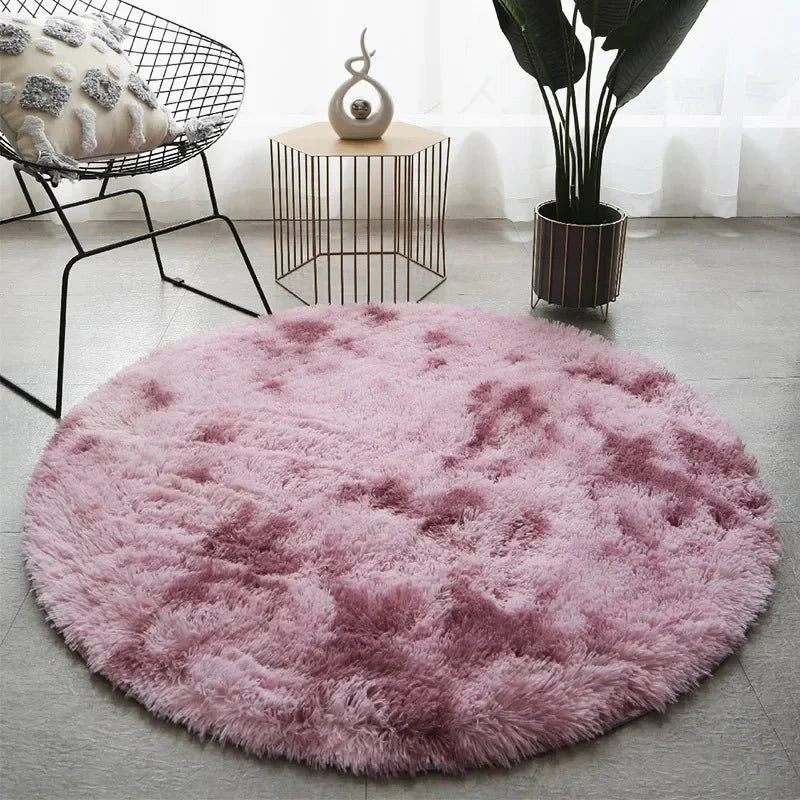 Round Plush Area Rug with Soft Shag Texture