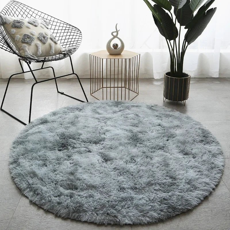 Round Plush Area Rug with Soft Shag Texture