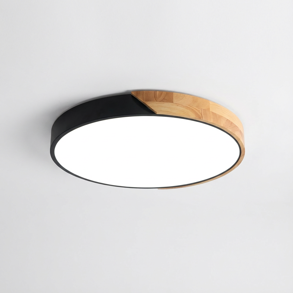 Scandinavian Wood Ceiling Light with LED Panel