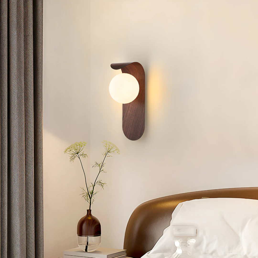 Scandinavian Wood Wall Light with Globe Shade