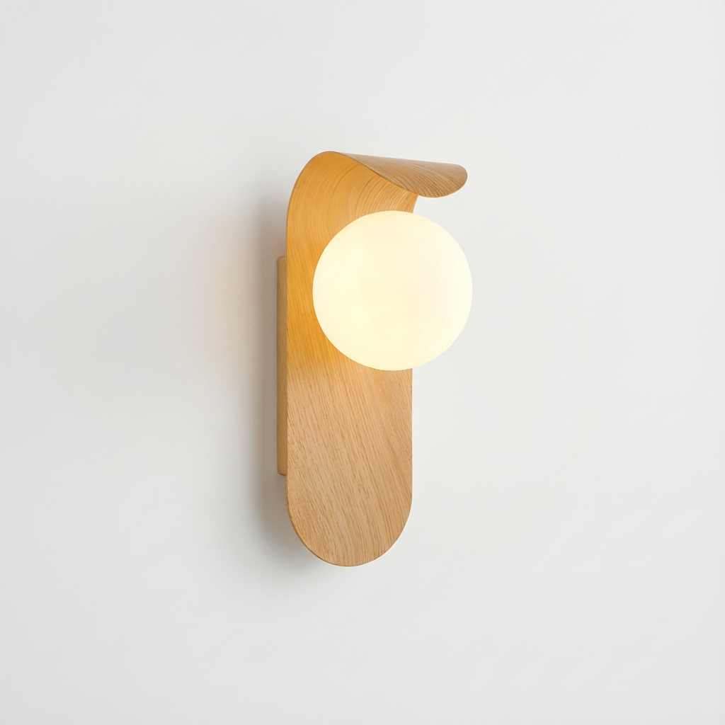 Scandinavian Wood Wall Light with Globe Shade