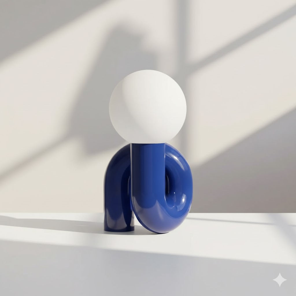 Sculptural Ceramic Table Lamp with Glass Globe