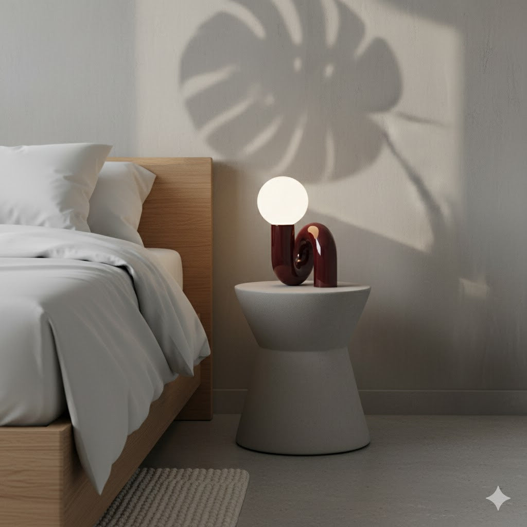 Sculptural Ceramic Table Lamp with Glass Globe
