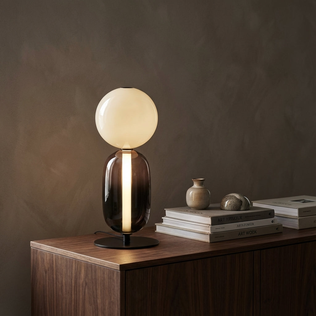 Sculptural Glass Table Lamp with Touch Dimming
