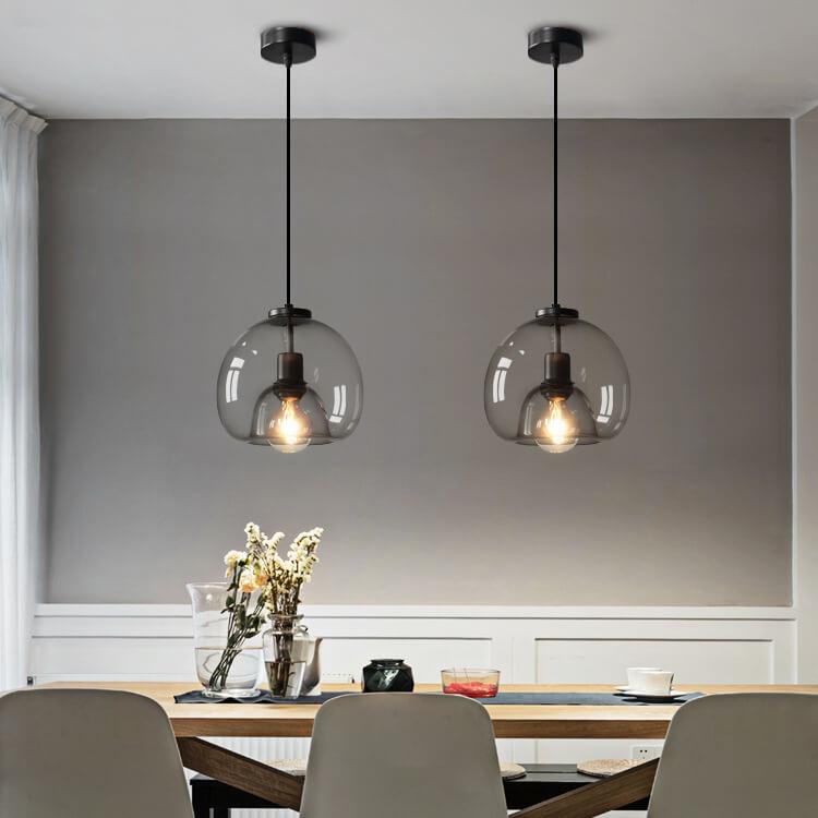 Smoked Glass Pendant Light with Modern Dome