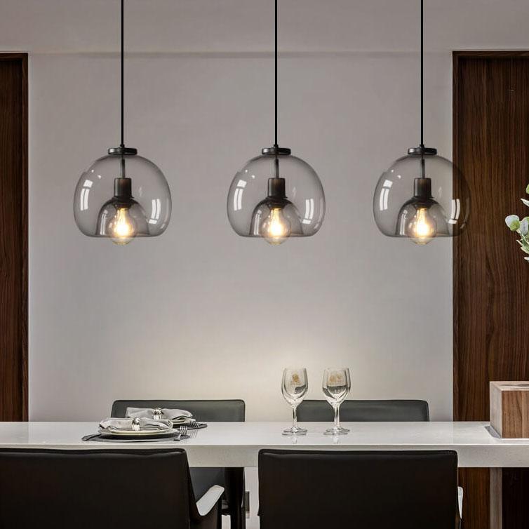 Smoked Glass Pendant Light with Modern Dome
