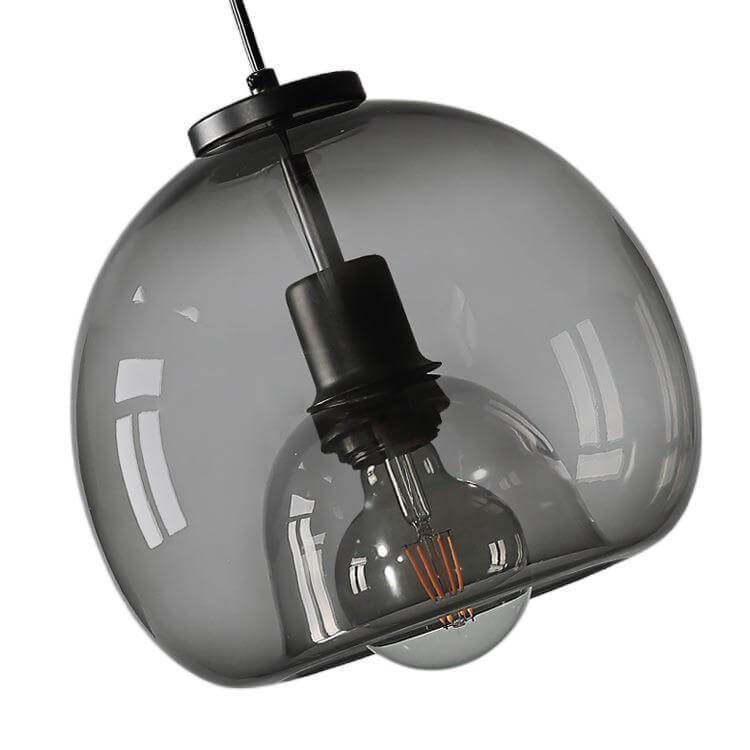 Smoked Glass Pendant Light with Modern Dome