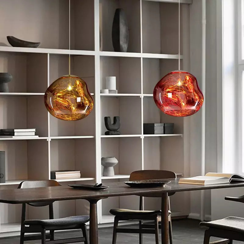 Smoked Glass Pendant Light with Molten Design