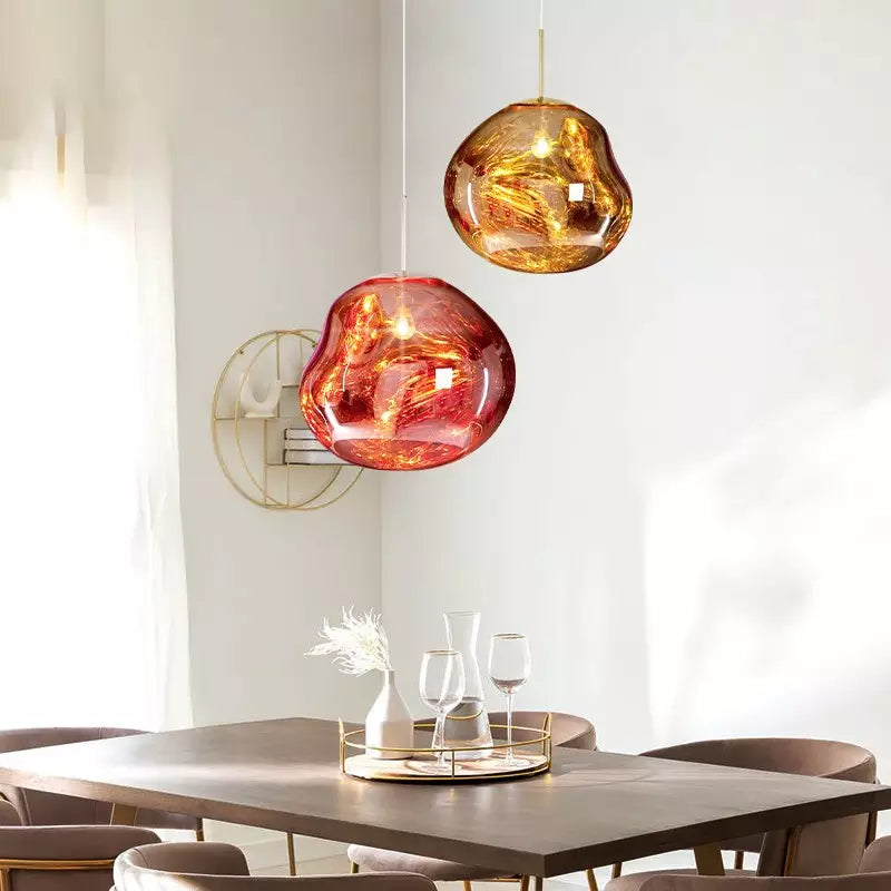 Smoked Glass Pendant Light with Molten Design