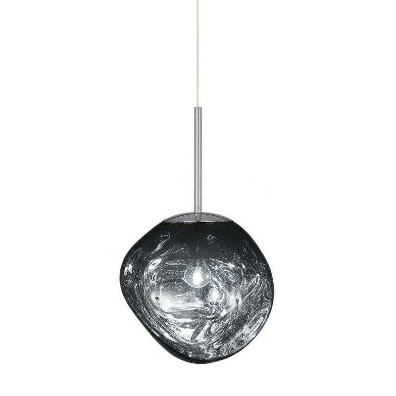 Smoked Glass Pendant Light with Molten Design