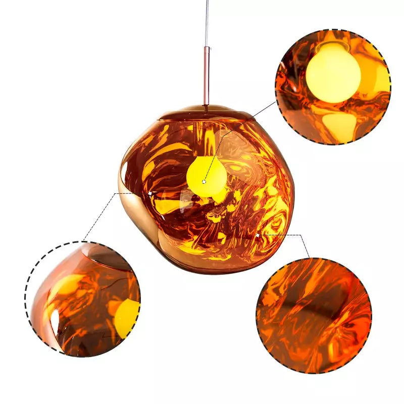 Smoked Glass Pendant Light with Molten Design