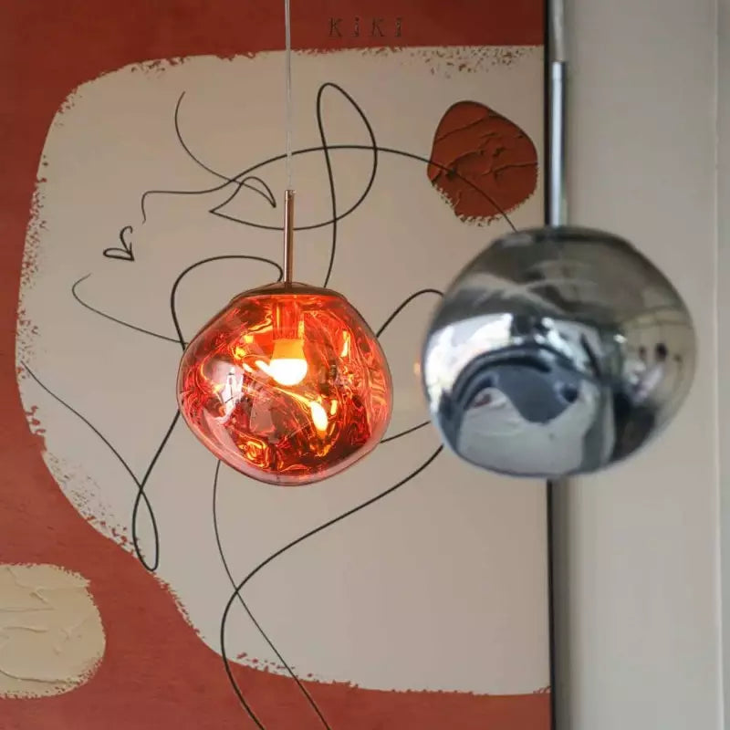 Smoked Glass Pendant Light with Molten Design