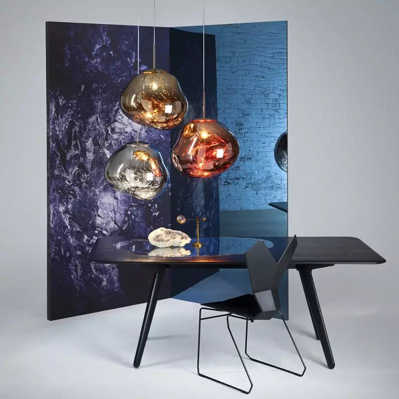Smoked Glass Pendant Light with Molten Design