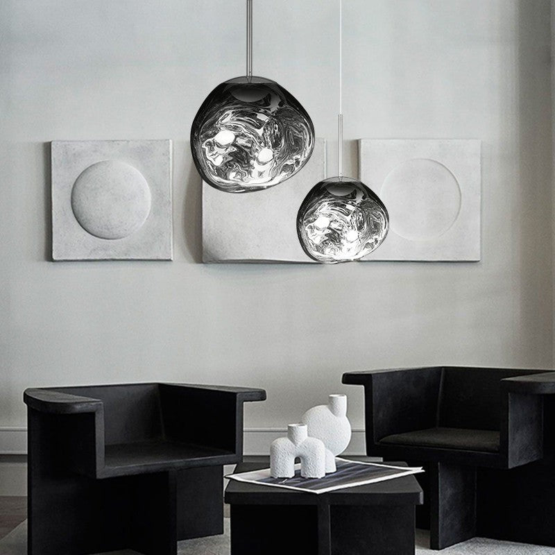 Smoked Glass Pendant Light with Molten Design