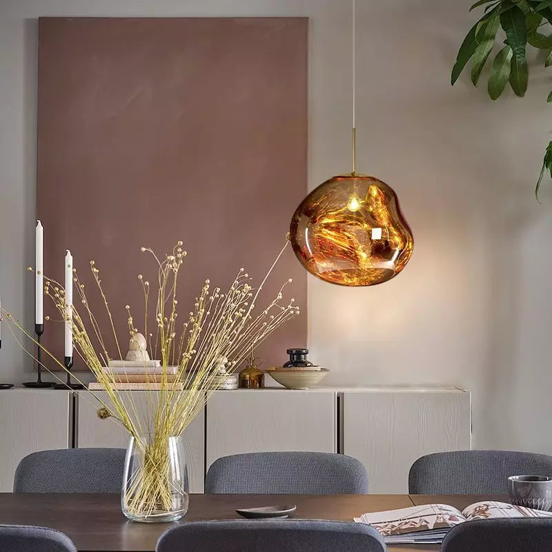 Smoked Glass Pendant Light with Molten Design