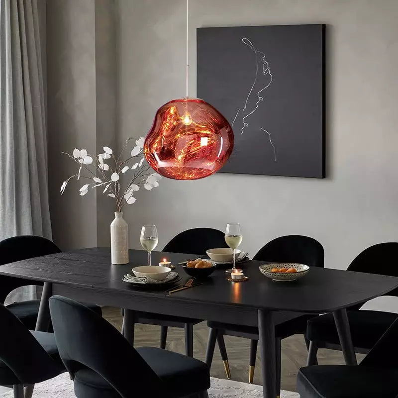 Smoked Glass Pendant Light with Molten Design