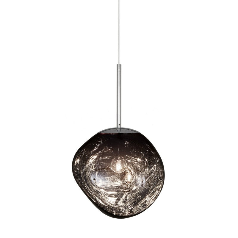 Smoked Glass Pendant Light with Molten Design