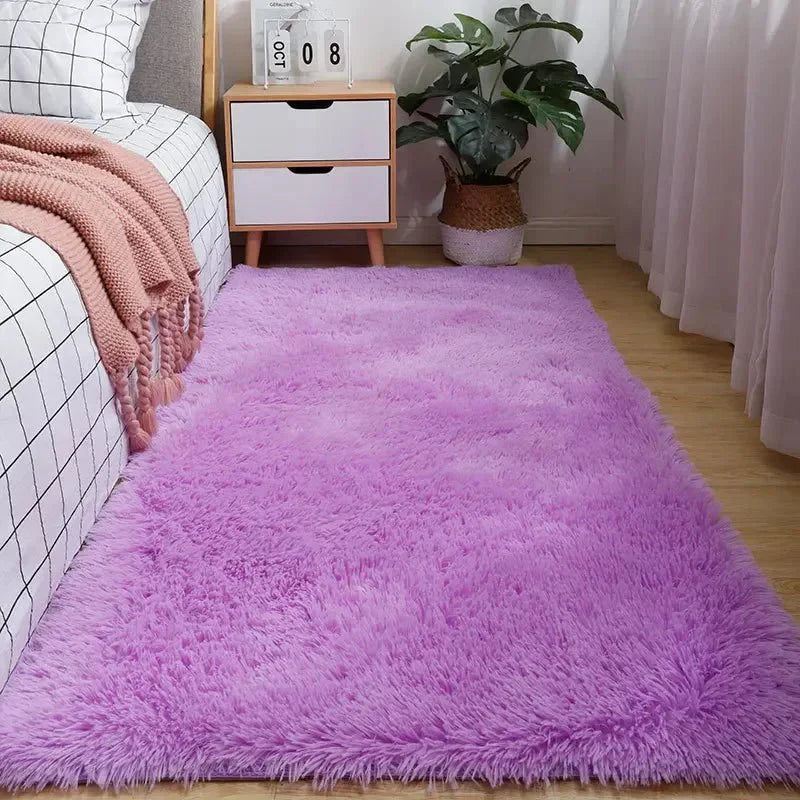 Soft Pink Shag Area Rug with Plush Texture