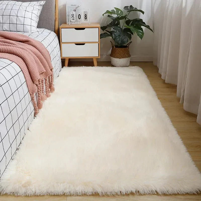 Soft Pink Shag Area Rug with Plush Texture