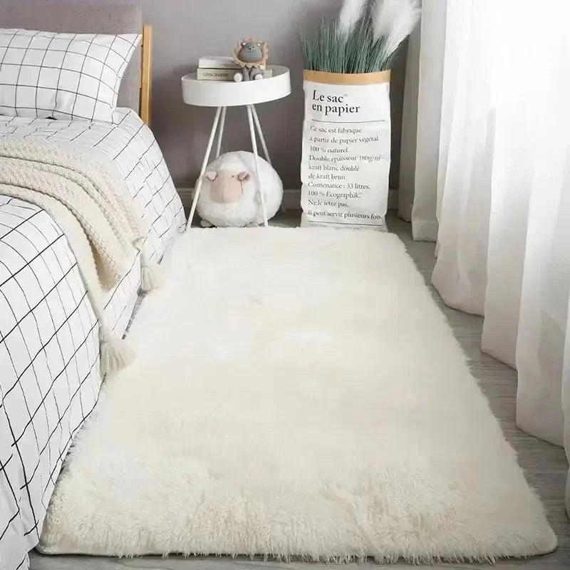Soft Pink Shag Area Rug with Plush Texture