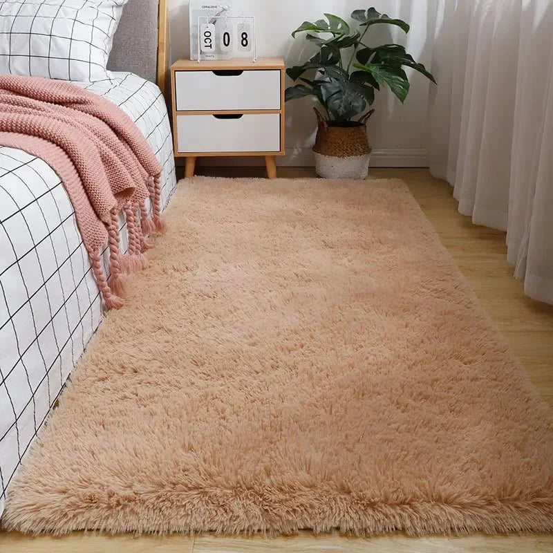 Soft Pink Shag Area Rug with Plush Texture