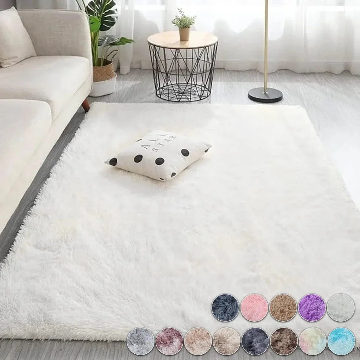 Soft Pink Shag Area Rug with Plush Texture
