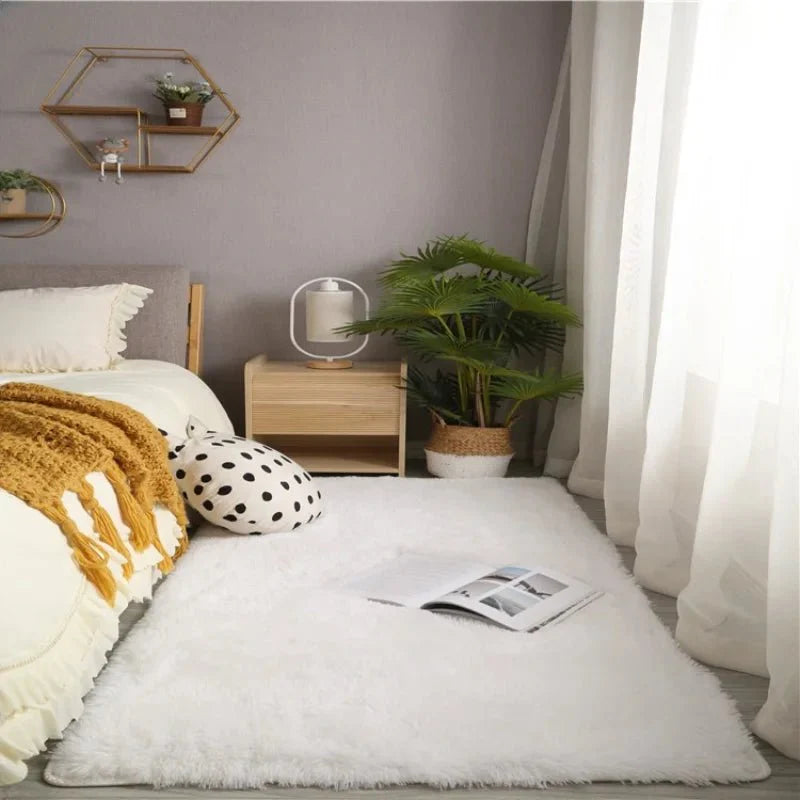 Soft Pink Shag Area Rug with Plush Texture