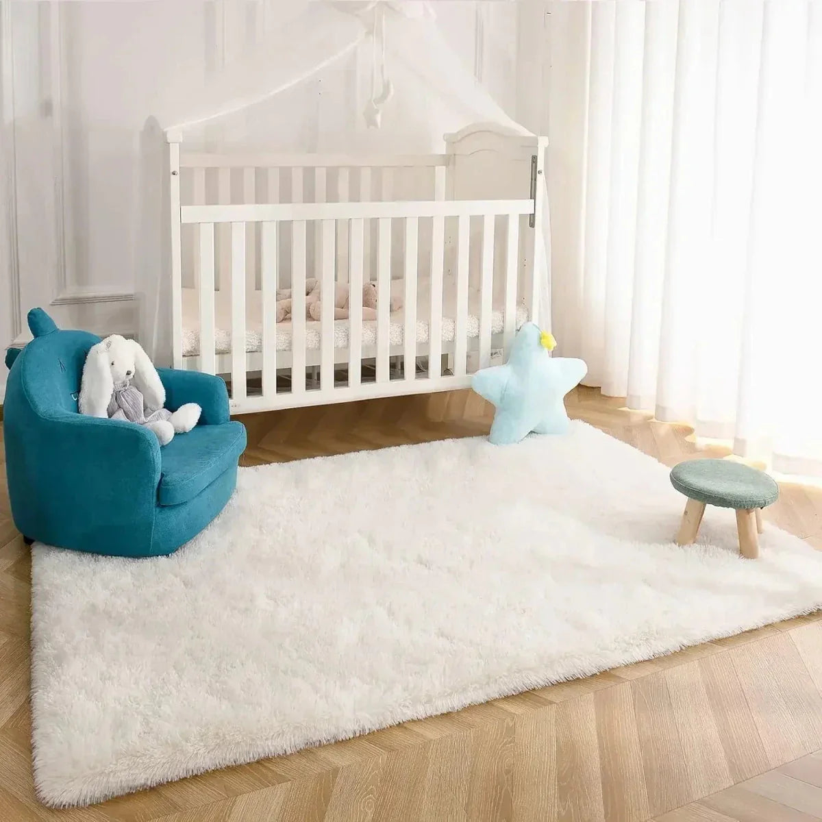 Soft Pink Shag Area Rug with Plush Texture