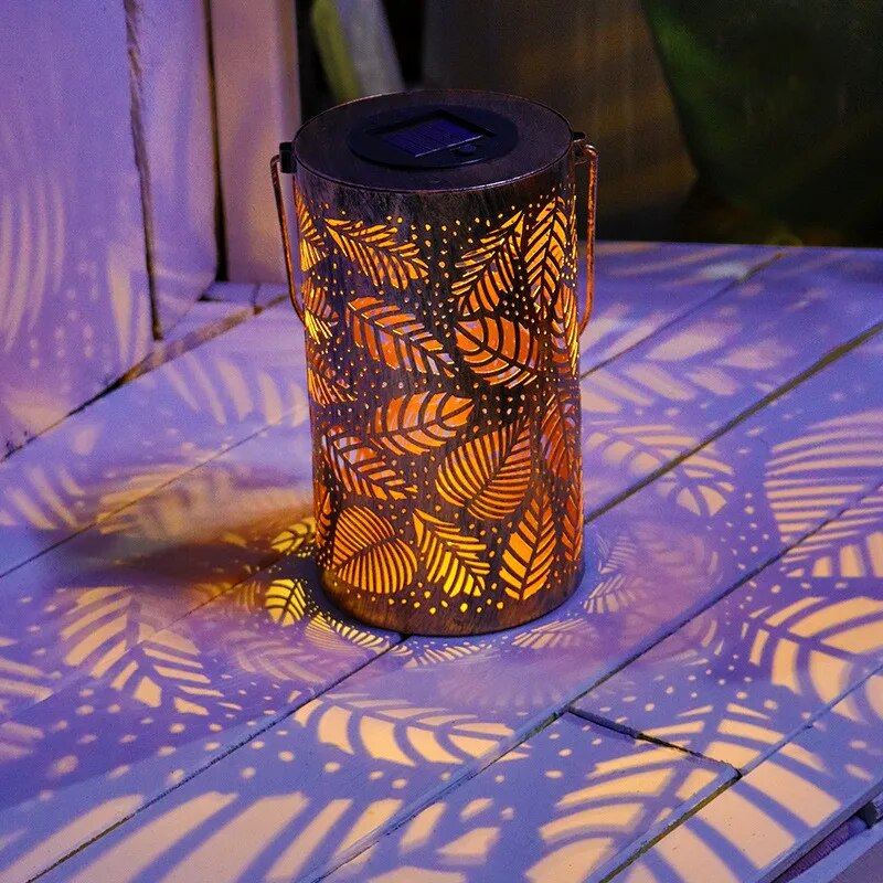 Solar Leaf Pattern Garden Lantern