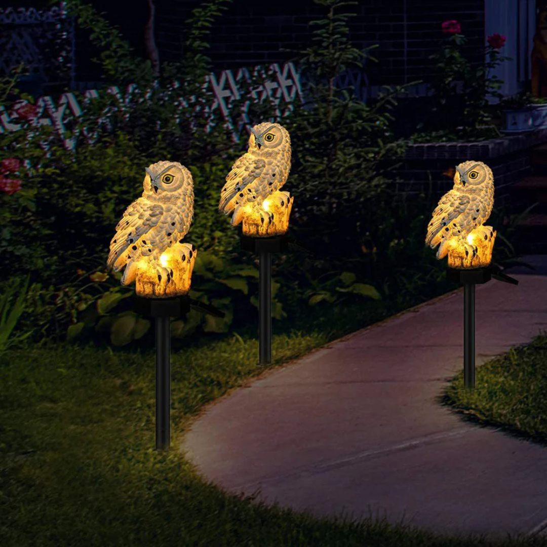 Solar Owl Garden Light with Warm LED Glow