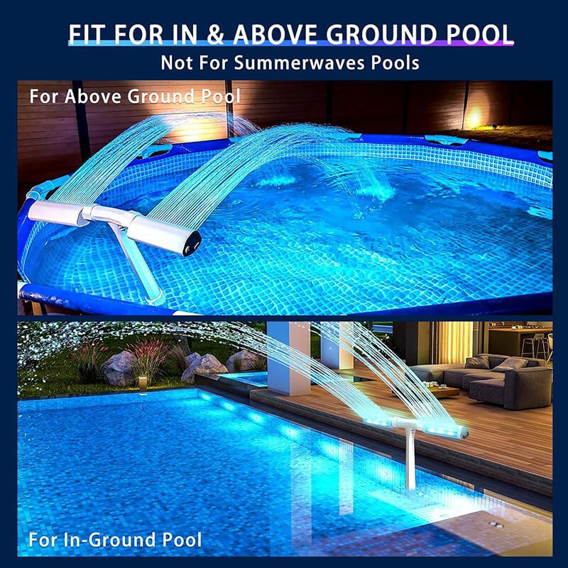Solar Pool Fountain with LED Lights for Cooling and Ambience
