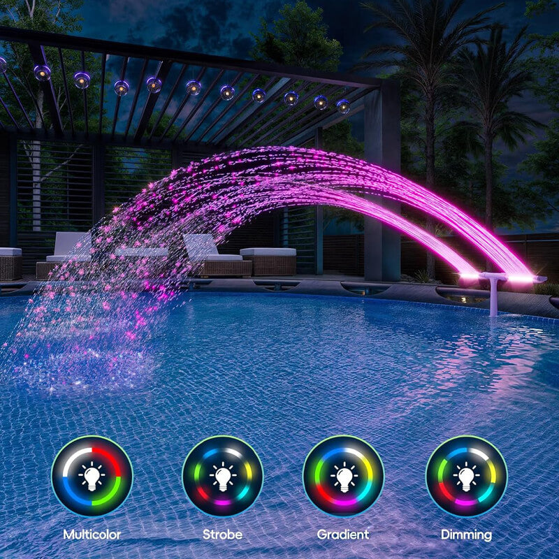 Solar Pool Fountain with LED Lights for Cooling and Ambience