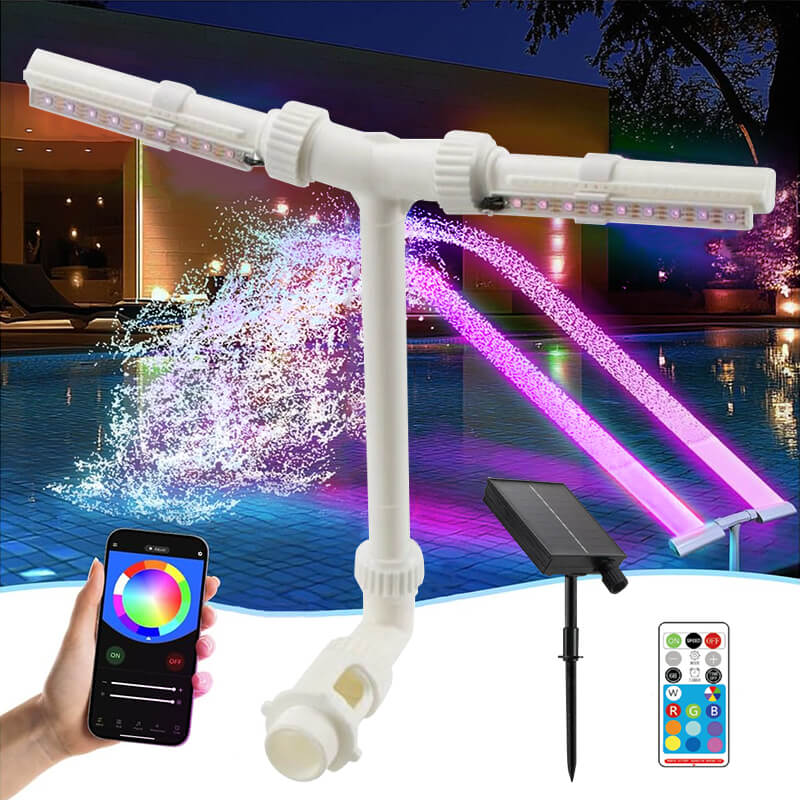 Solar Pool Fountain with LED Lights for Cooling and Ambience