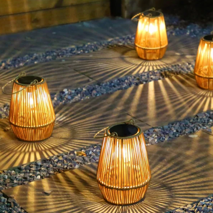 Solar Rattan Outdoor Lantern