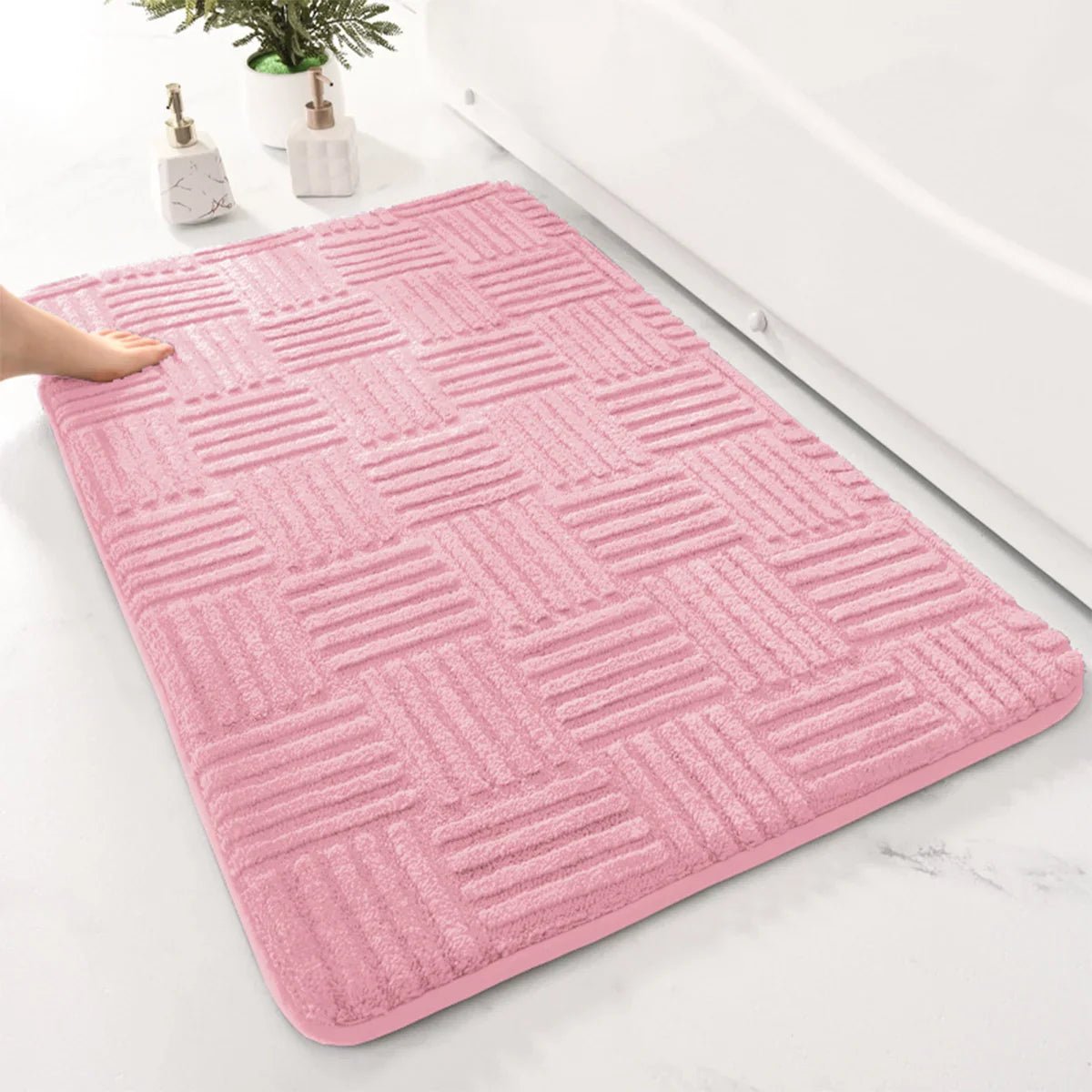 Striped Shower Mats with Thick Absorbent Design