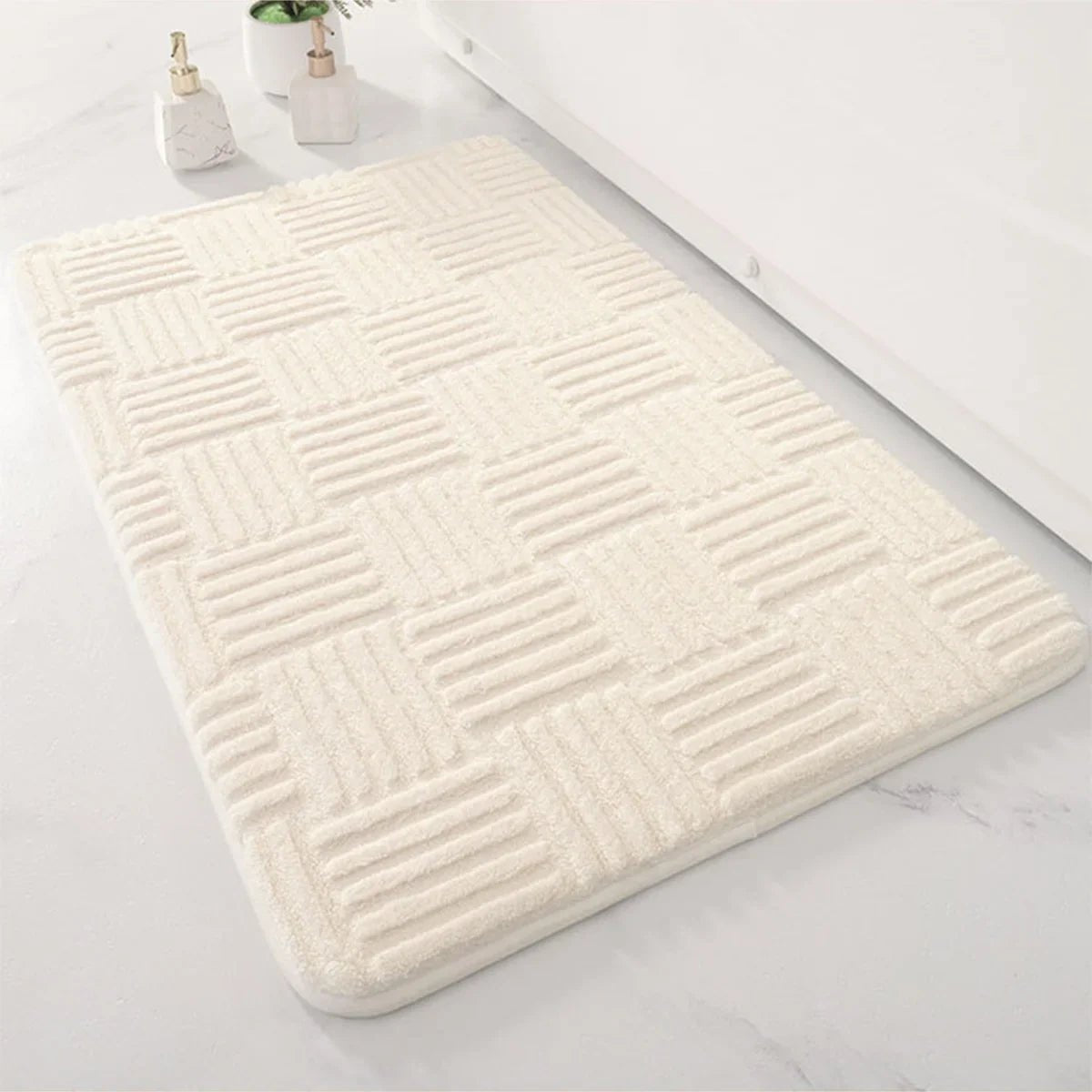 Striped Shower Mats with Thick Absorbent Design
