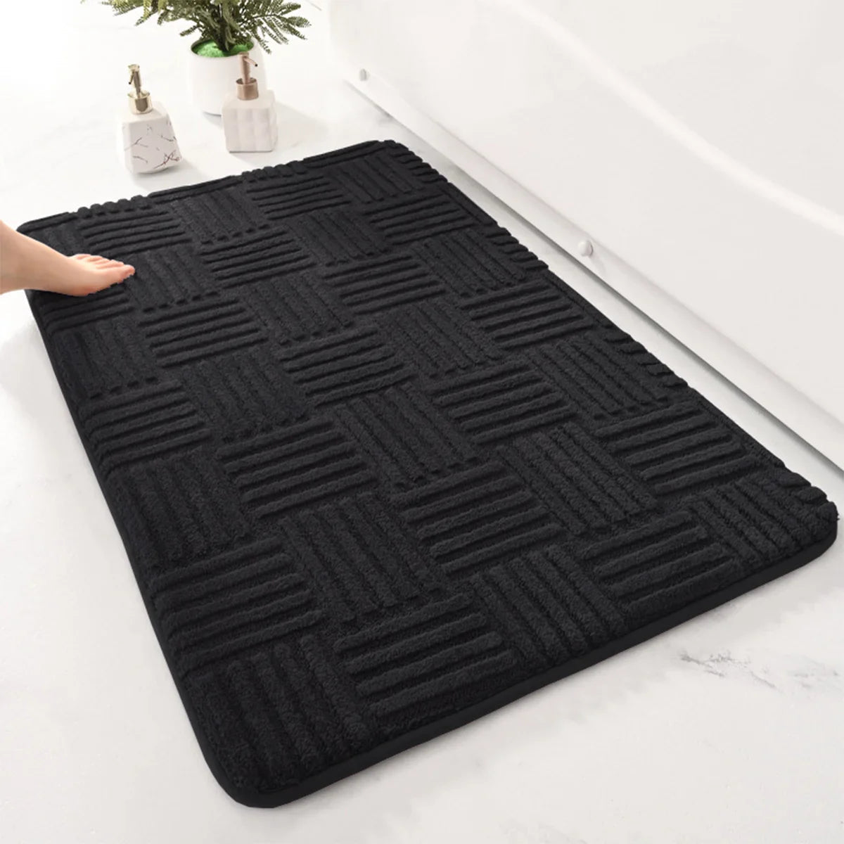 Striped Shower Mats with Thick Absorbent Design