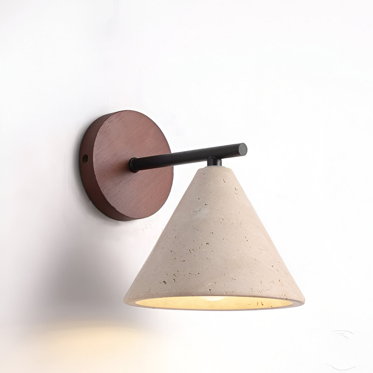Travertine Cone Wall Sconce with Wood Mount
