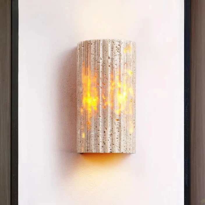Travertine Wall Sconce Light with Warm LED Glow