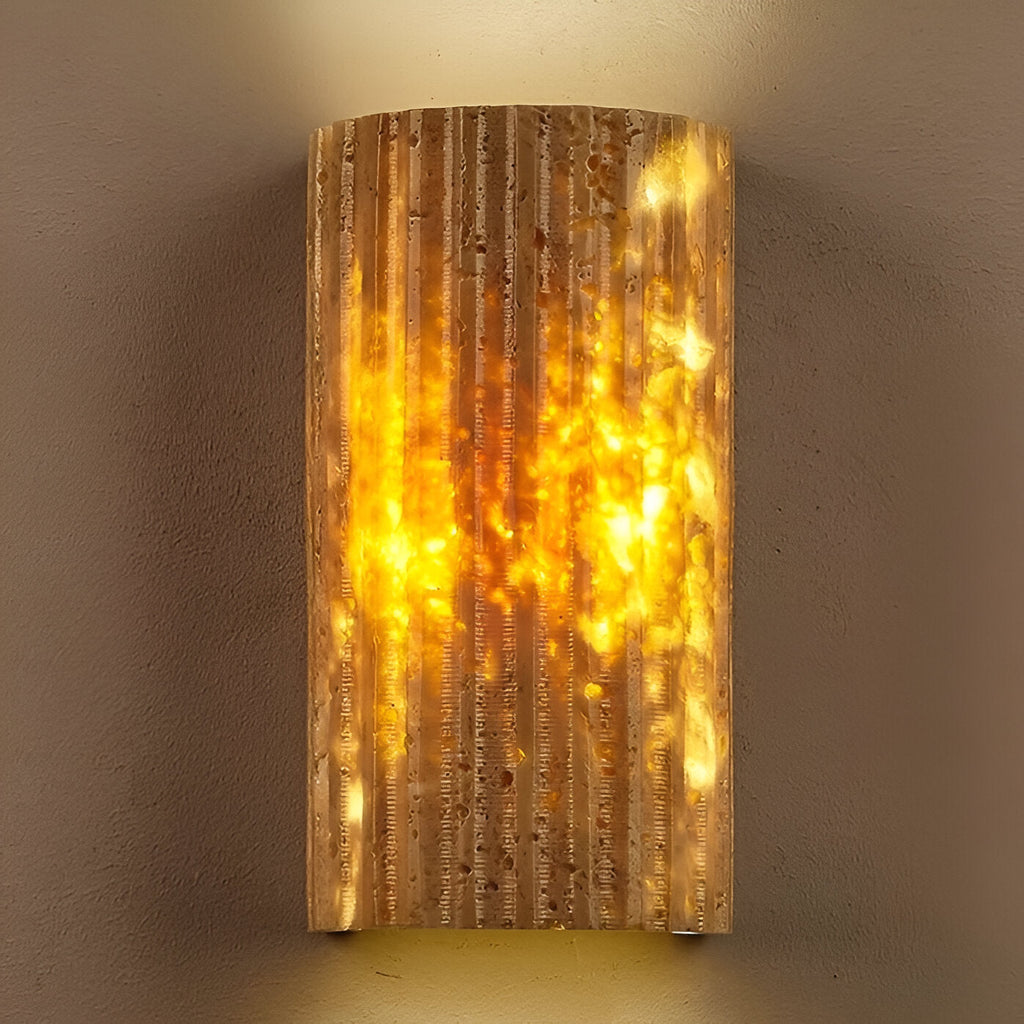 Travertine Wall Sconce Light with Warm LED Glow