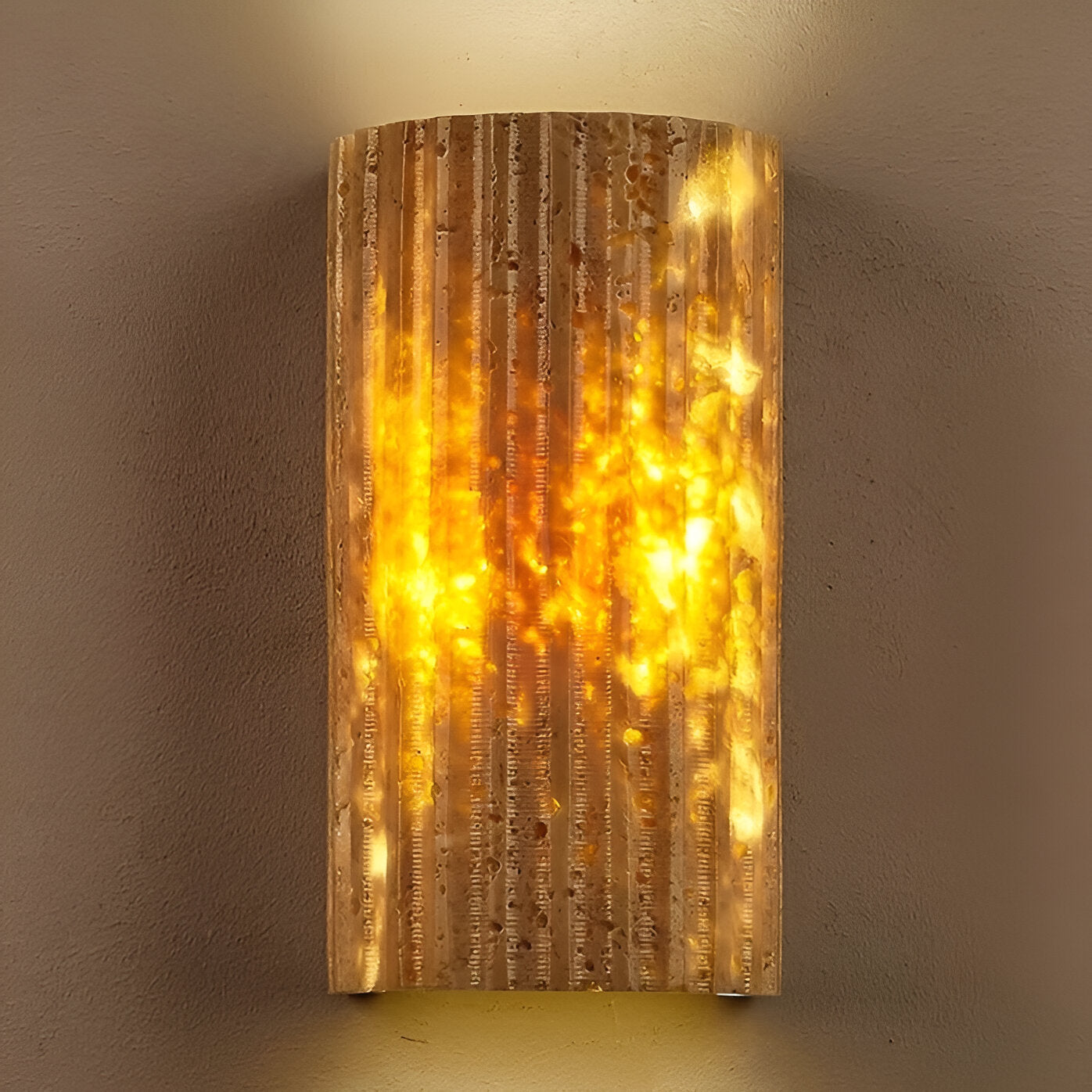 Travertine Wall Sconce Light with Warm LED Glow