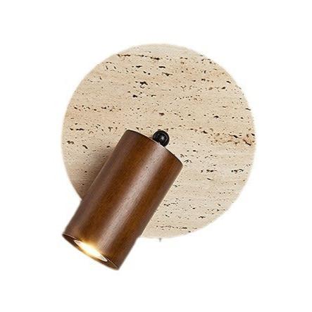 Travertine Wall Sconce with Wood Spot Light