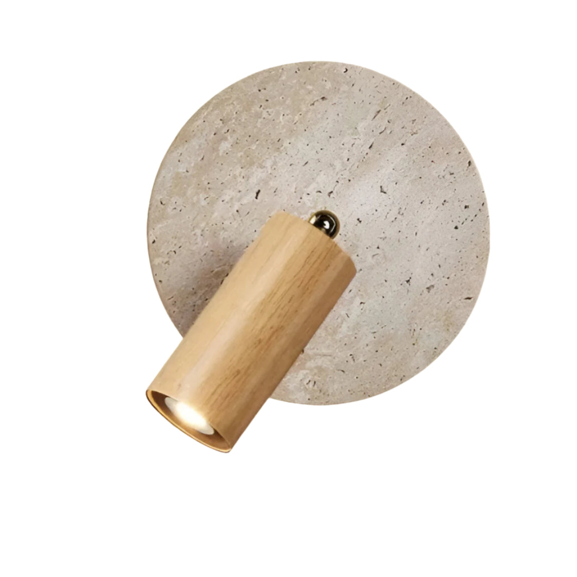Travertine Wall Sconce with Wood Spot Light