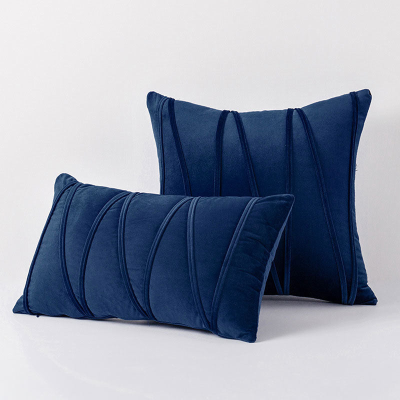 Velvet Cushion Cover Set with Pleated Design