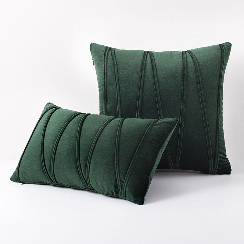 Velvet Cushion Cover Set with Pleated Design