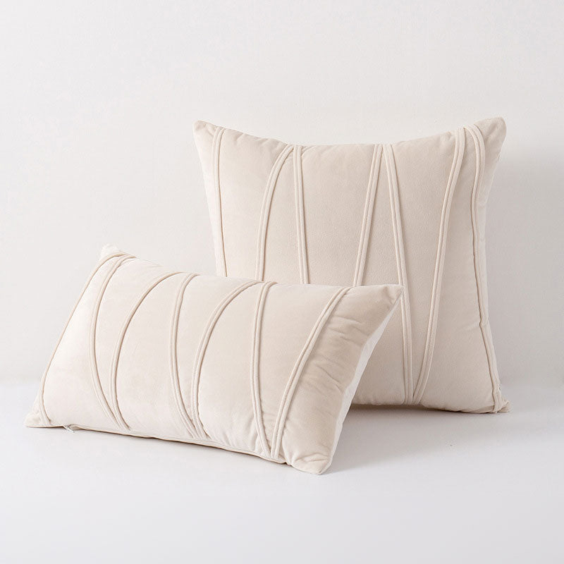 Velvet Cushion Cover Set with Pleated Design