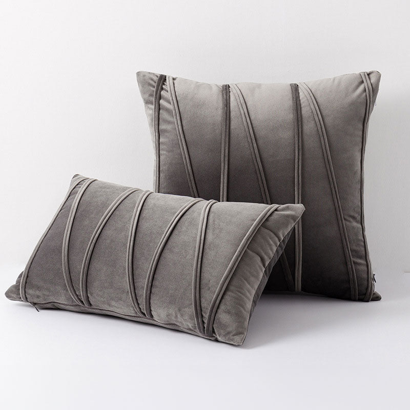 Velvet Cushion Cover Set with Pleated Design