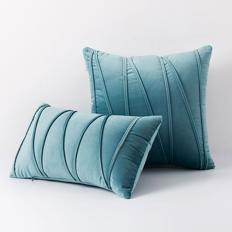 Velvet Cushion Cover Set with Pleated Design