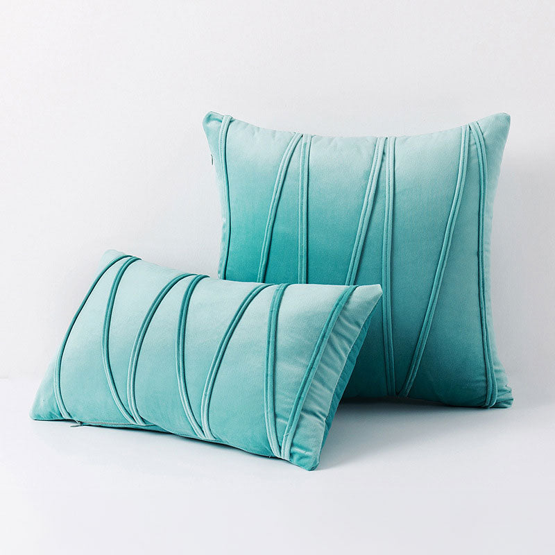 Velvet Cushion Cover Set with Pleated Design