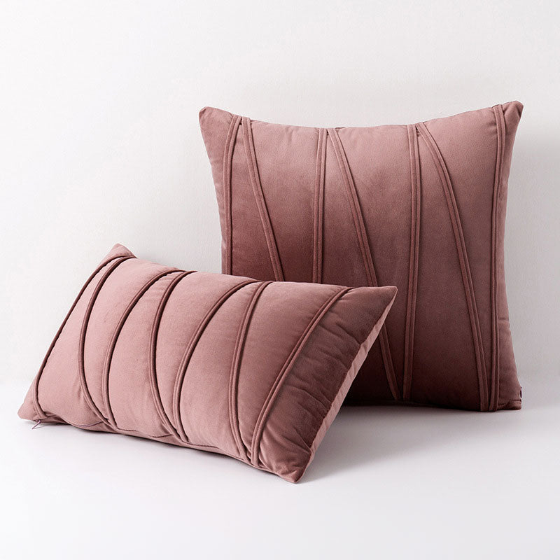 Velvet Cushion Cover Set with Pleated Design